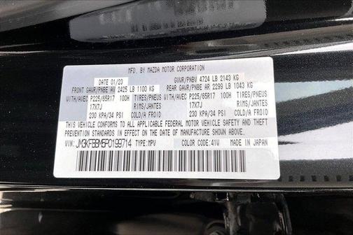 Jet Black Mica 2023 Mazda CX-5 2.5 S Select Package