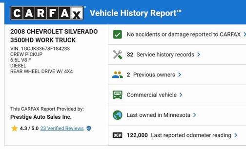2008 Chevrolet Silverado 3500 LTZ Crew Cab