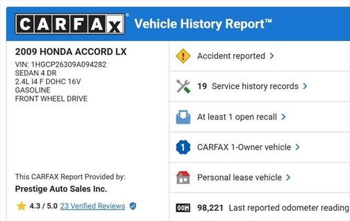 2009 Honda Accord 2.4 LX
