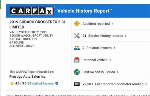 2019 Subaru Crosstrek 2.0i Limited