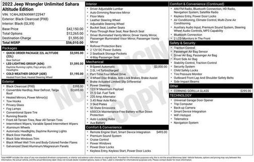 Black Clearcoat 2022 Jeep Wrangler Unlimited Sahara Altitude