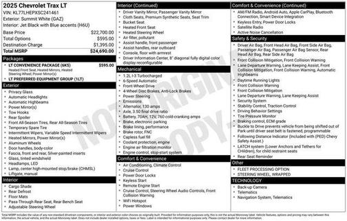 Summit White 2025 Chevrolet Trax LT