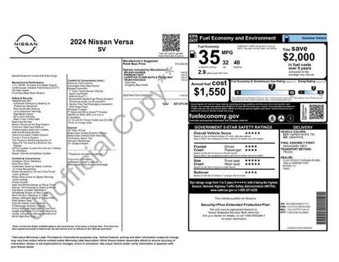Aspen White 2024 Nissan Versa 1.6 SV