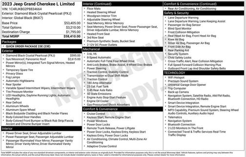 Diamond Black Crystal Pearlcoat 2023 Jeep Grand Cherokee L Limited