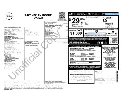 Everest White Pearl Tricoat 2027 Nissan Rogue SV