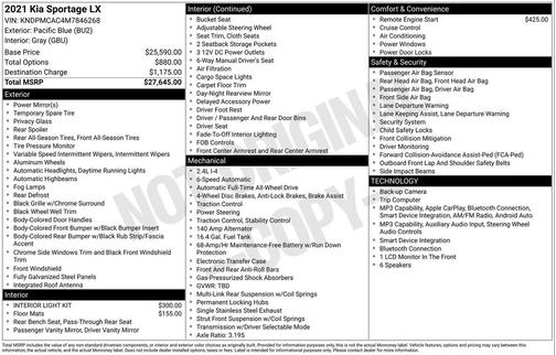 Pacific Blue 2021 Kia Sportage LX