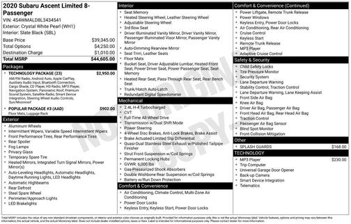 2020 Subaru Ascent Limited 8-Passenger