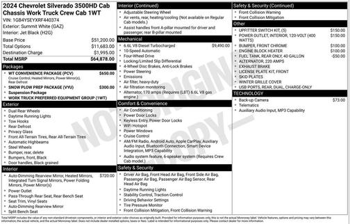 Summit White 2024 Chevrolet Silverado 3500 WT