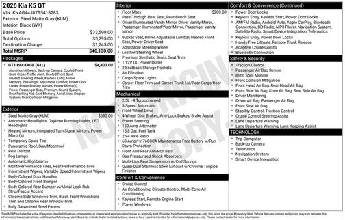 2026 Kia K5 GT