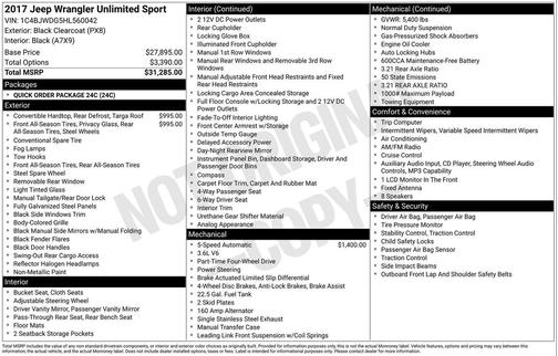 2017 Jeep Wrangler Unlimited Sport