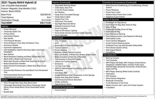 Magnetic Gray Metallic 2021 Toyota RAV4 Hybrid LE