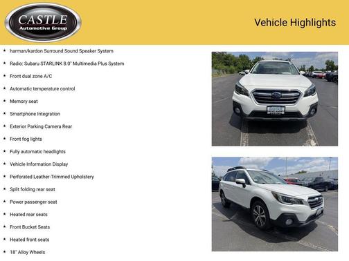 Crystal White Pearl 2019 Subaru Outback 2.5i Limited