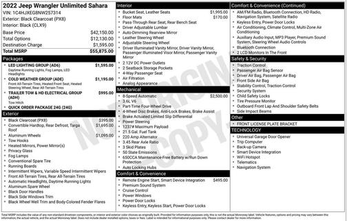 Black Clearcoat 2022 Jeep Wrangler Unlimited Sahara