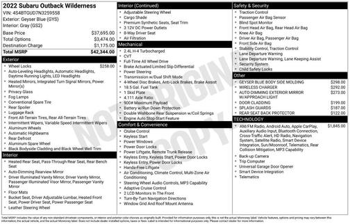 Geyser Blue 2022 Subaru Outback Wilderness