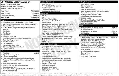 2019 Subaru Legacy Sport