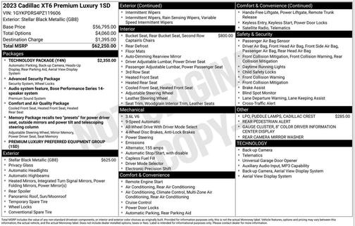 Stellar Black Metallic 2023 Cadillac XT6 Premium Luxury AWD