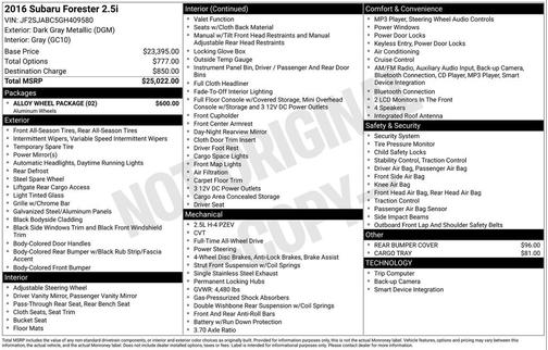 2016 Subaru Forester 2.5i