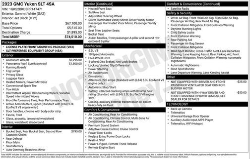 Summit White 2023 GMC Yukon SLT