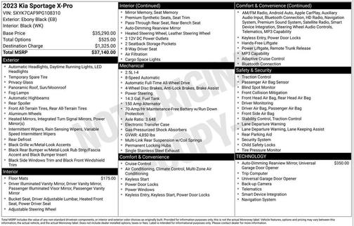 Ebony Black 2023 Kia Sportage S