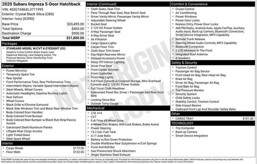 Crystal Black Silica 2020 Subaru Impreza 5-Door