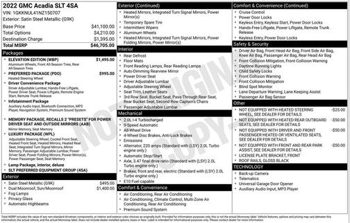 2022 GMC Acadia AWD SLT