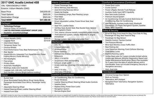 Iridium Metallic 2017 GMC Acadia Limited Limited
