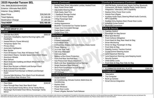 Ultimate Red 2025 Hyundai TUCSON SEL