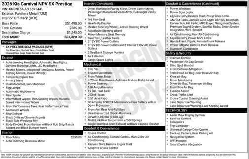 2026 Kia Carnival SX Prestige