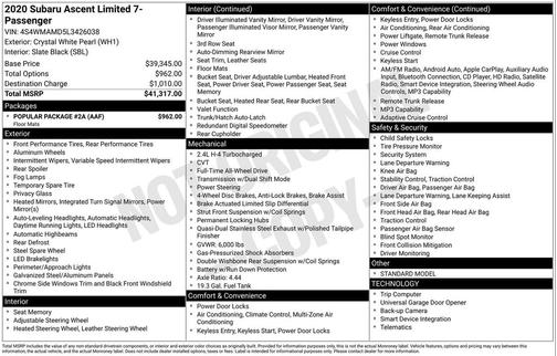2020 Subaru Ascent Limited 7-Passenger