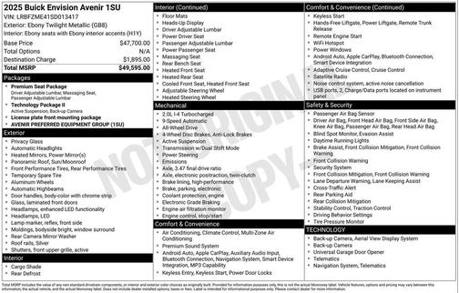 Ebony Twilight Metallic 2025 Buick Envision Avenir AWD