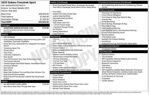 Ice Silver Metallic 2025 Subaru Crosstrek Sport