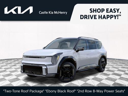 Glacier White Pearl/Ebony Black Roof 2026 Kia EV9 GT-Line