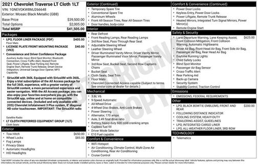 2021 Chevrolet Traverse LT Cloth