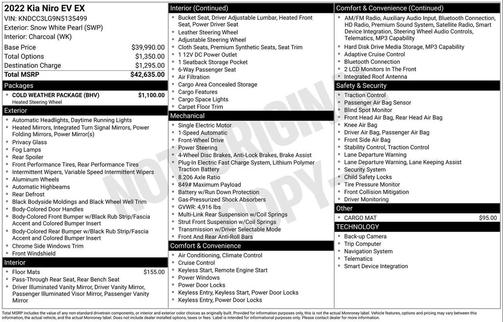 Snow White Pearl 2022 Kia Niro EV EX