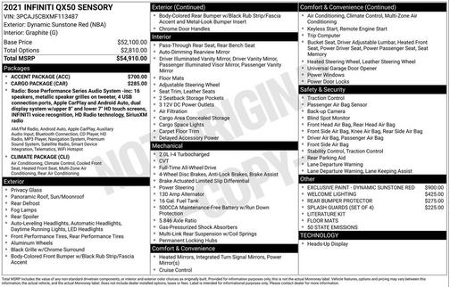 2021 INFINITI QX50 SENSORY AWD