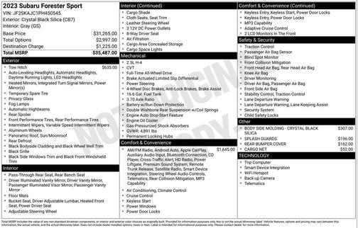 Crystal Black Silica 2023 Subaru Forester Sport