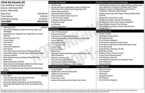 Wolf Gray 2026 Kia Sorento EX