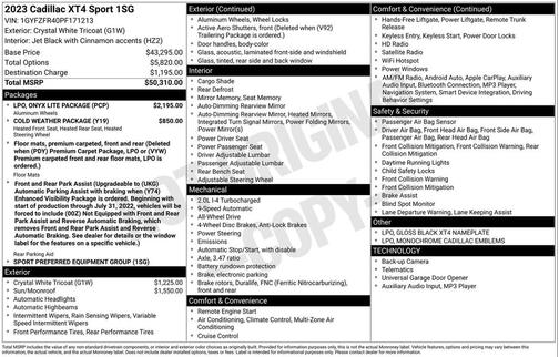 Crystal White Tricoat 2023 Cadillac XT4 Sport