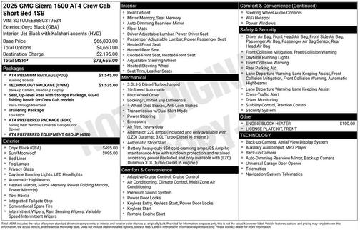 Onyx Black 2025 GMC Sierra 1500 AT4