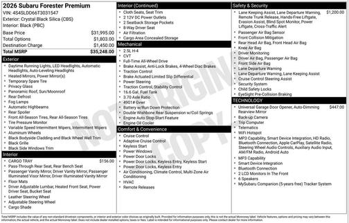 Crystal Black Silica 2026 Subaru Forester Premium
