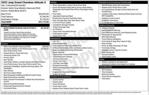 Baltic Gray Metallic Clearcoat 2023 Jeep Grand Cherokee Altitude