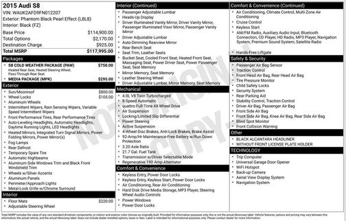 Phantom Black Pearl 2015 Audi S8 4.0T