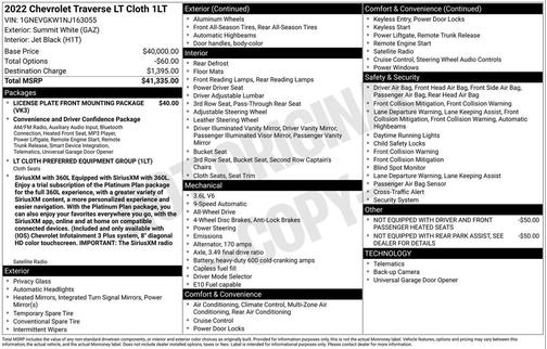2022 Chevrolet Traverse LT Cloth