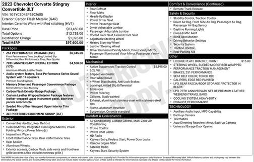 Carbon Flash Metallic 2023 Chevrolet Corvette Stingray w/3LT