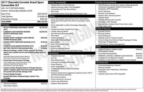 Admiral Blue Metallic 2017 Chevrolet Corvette Grand Sport