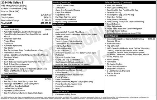 Fusion Black 2024 Kia Seltos S
