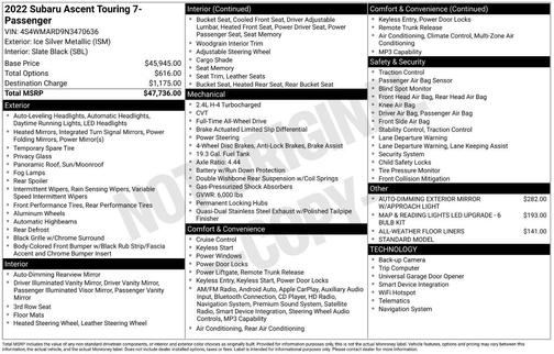 2022 Subaru Ascent Touring 7-Passenger