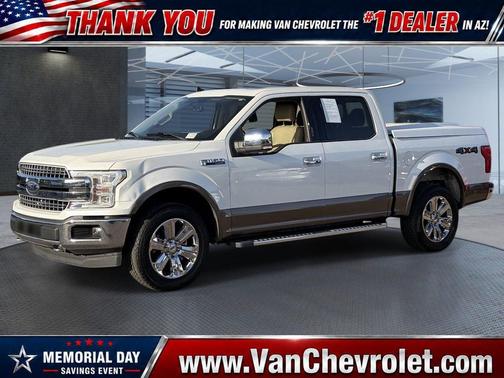 Star White Metallic Tri-Coat 2020 Ford F-150 Lariat Truck