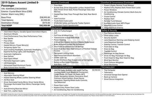 Crystal Black Silica 2019 Subaru Ascent Limited 8-Passenger