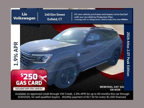Pure Gray 2026 Volkswagen Atlas 2.0T Peak Edition